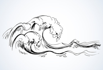 Water wave. Vector line drawind © Marina
