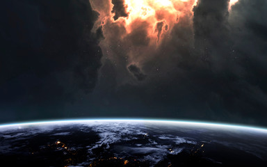 Fototapeta premium Earth planet. Awesome science fiction render. Elements of this image furnished by NASA