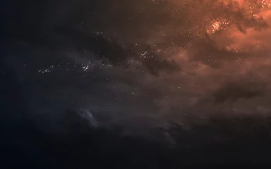 Selbstklebende Fototapeten Deep space, cosmic landscape. Starfield. Nebula. Awesome science fiction render. Elements of this image furnished by NASA © Vadimsadovski