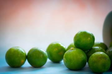 Group of fresh green lime citrus