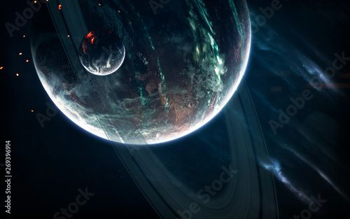 Deep Space Planets Science Fiction Imagination Of Cosmos - 