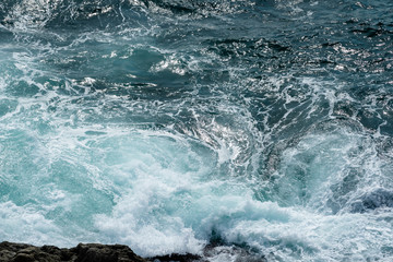 Fototapeta na wymiar Sea water surface, Dark blue ocean water for natural background