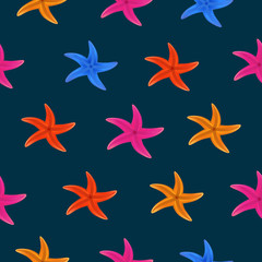 Color starfish on blue background