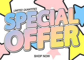 Special Offer, sale poster design template, horizontal banner, vector illustration