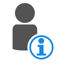Informationen &uuml;ber einen Menschen - Icon mit Person und Info Zeichen