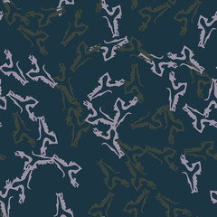 Urban UFO camouflage of various shades of blue, green and violet colors