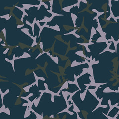 Urban UFO camouflage of various shades of blue, green and violet colors