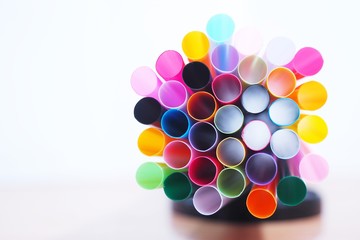 Closed up of colorful plastic straws