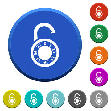 Unlocked round combination lock beveled buttons