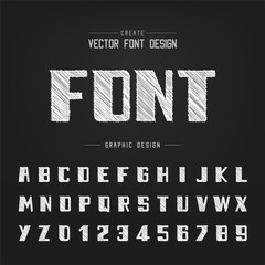 Sketch Bold Font and alphabet vector, Chalk Modern Typeface and graphic text letter number design