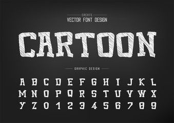 Sketch Cartoon font and alphabet vector, Chalk Typeface and number design, Graphic text on background