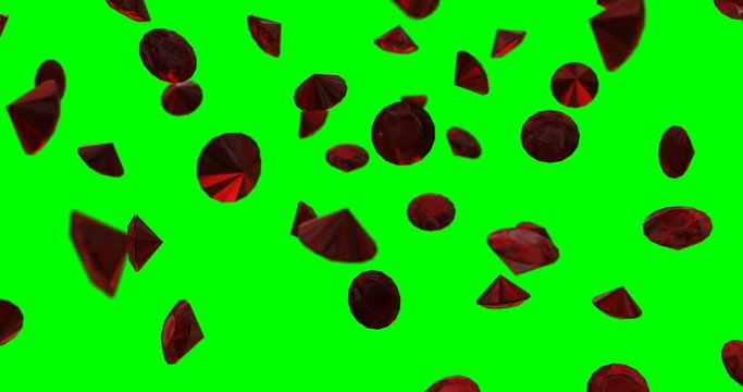 red diamonds ruby falling slow motion