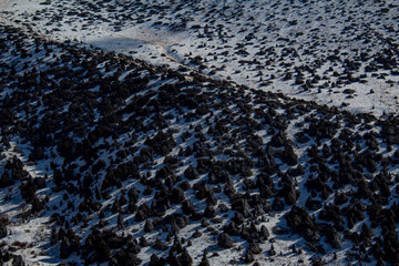 snow on the mountain and trees