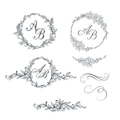 Set of elegant floral monograms