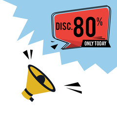 Sale Discount Label, Big Sale Only To Day, 70%, 90%, 80%, off Vector Template Design Illustration