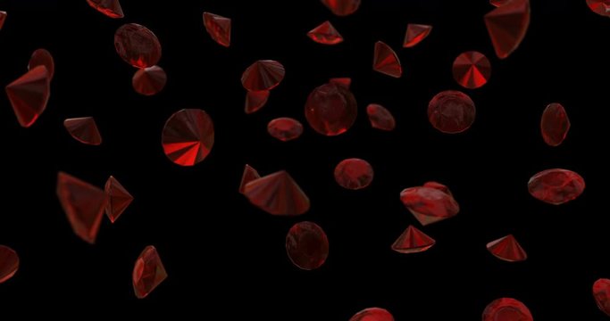 red diamonds ruby falling slow motion