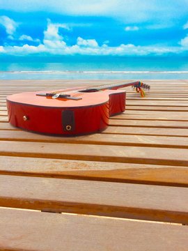Guitar on beach