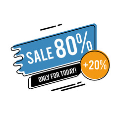 Sale Discount Label, Big Sale Only To Day, Limited Stock 70%, 50%, 80%, off Vector Template Design Illustration