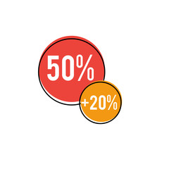 Sale Discount Label, Big Sale Only To Day, Limited Stock 70%, 50%, 80%, off Vector Template Design Illustration