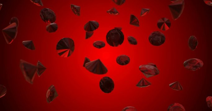 red diamonds ruby falling slow motion