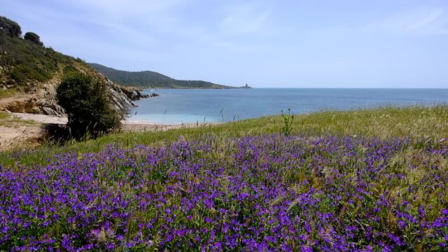 Sea waves at Punta Libeccio, Cala Angioni, Sardinia, Italy