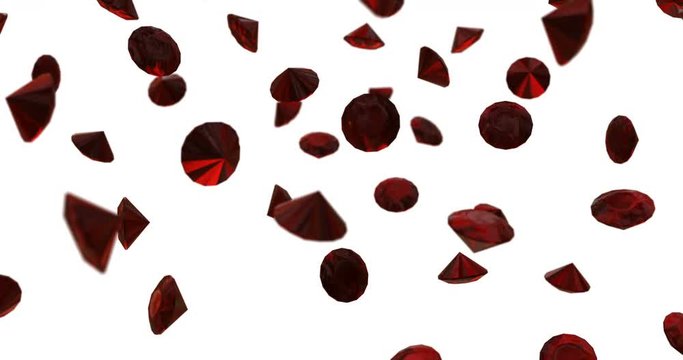 red diamonds ruby falling slow motion