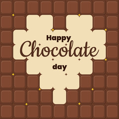 World Chocolate Day. Text with blocks of chocolate. Brown color. For banners, greeting cards, wallpapers.