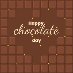 World Chocolate Day. Text with blocks of chocolate. Brown color. For banners, greeting cards, wallpapers.