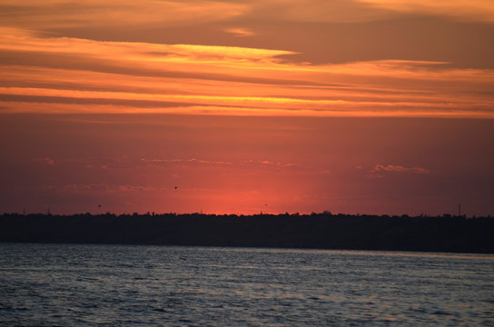 Sunset on the river Southern Bug