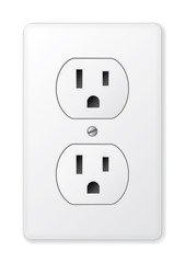 Realistic vector white socket. Electrical outlet in the USA