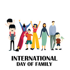 Happy International Day of Family Greeting Card Vintage Vector Template Design Background Illustration