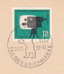 Television camera, Stamp Day. Postmark Berlin,stamp Germany circa 1961