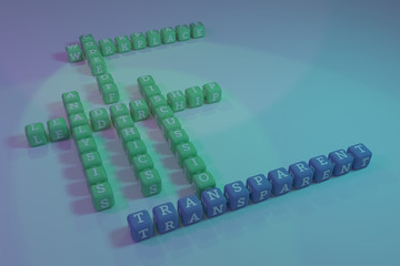 Naklejka premium Transparent, business keyword crossword. For web page, graphic design, texture or background.