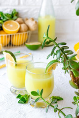 Ginger Mint Lemonade with Lime