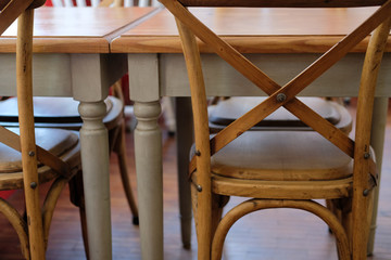 wood table & chair in cafe coffee shop