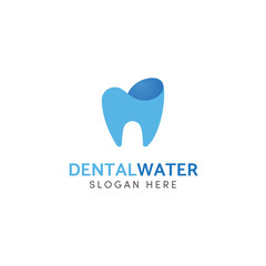 Dental Logo for Dental Care With Tooth and Water Logo Vector Image