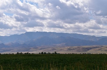 landscape with clouds and blue sky