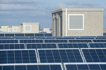 Solar panels and electricity station.