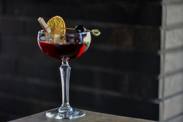 martini glass of red wine