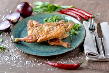 grilled chicken with vegetables on plate