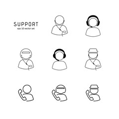 Support - icons set on white background.