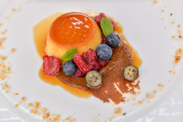 cake with fruits in a plate