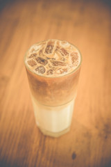 Iced coffee cup background atmosphere vintage