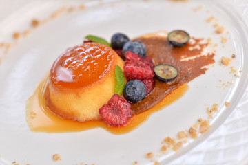 cake with fruits in a plate