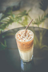 Iced coffee cup background atmosphere vintage