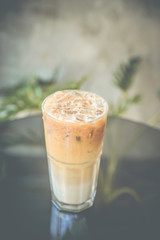 Iced coffee cup background atmosphere vintage
