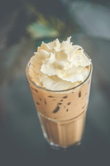 Iced coffee cup background atmosphere vintage