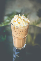 Iced coffee cup background atmosphere vintage