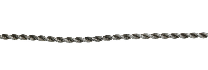 Steel, metal hawser, cord isolated on white background