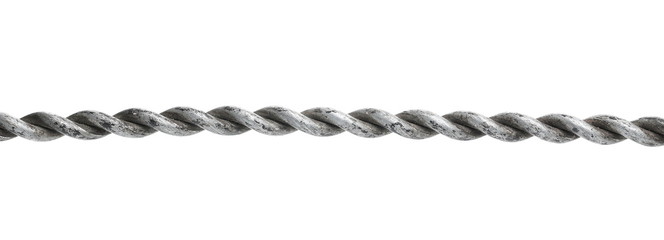 Steel, metal hawser, cord isolated on white background